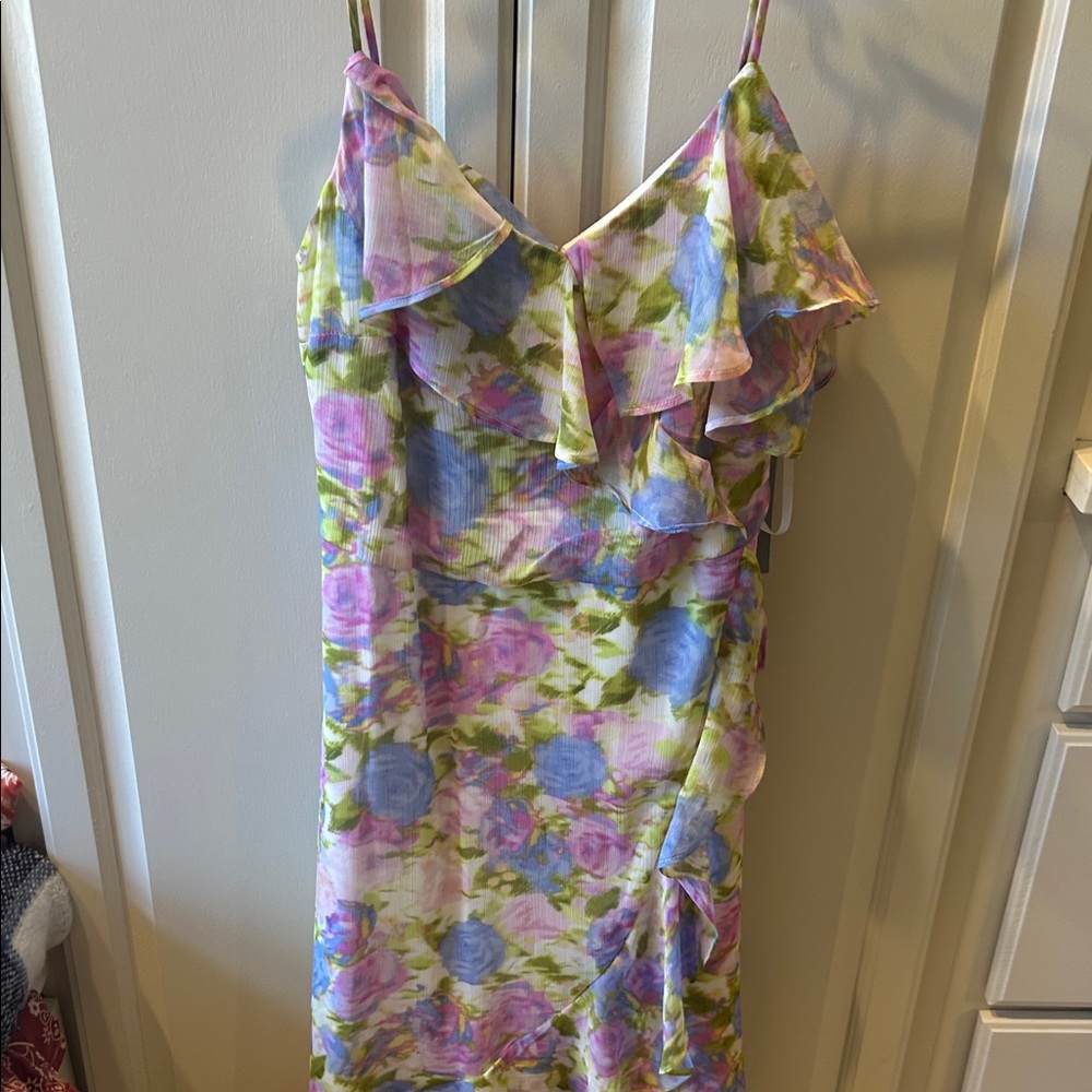 London Times Floral Midi Dress - Pink, purple Blue, Green